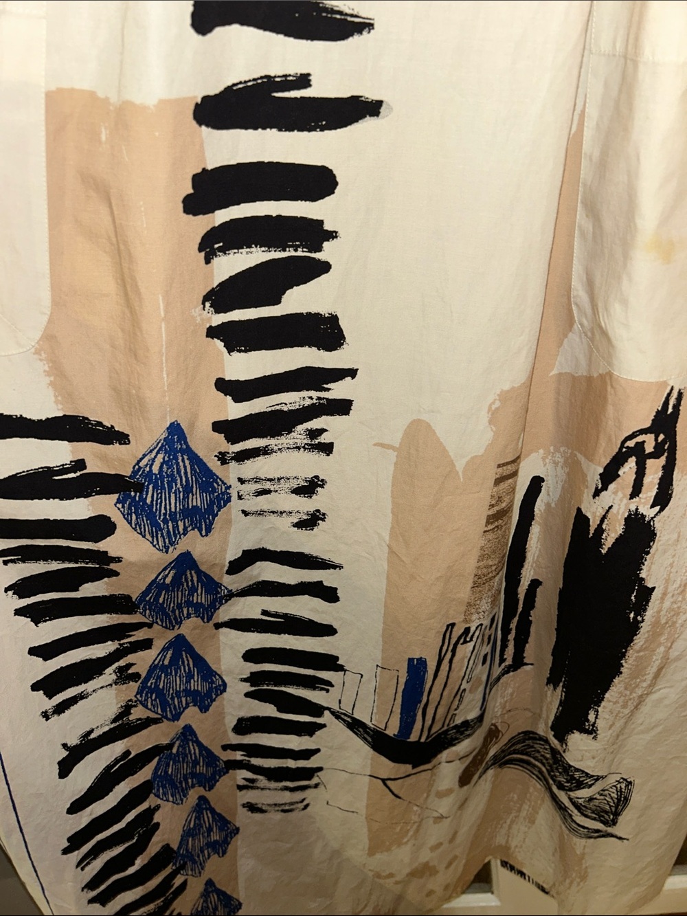 H&M Off-White graphic print, cotton maxi dress with pockets and straps - Picture 7 of 8